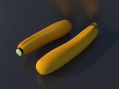 Ripe Fresh Yellow Zucchini Vegetables On Dark Background Close Up View 3d model