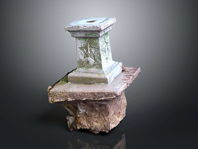 Scenic Outdoor Landscape With Ancient Weathered Stone Pedestal And Natural Carved Texture 3d model