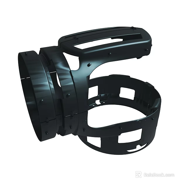 Black Mechanical Bracket With Structural Holes And Connector Design Components 3d model