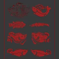 Traditional Fish and Crab Pattern Hanging Pendants for Home Decor with Red Paper Cutting Design
