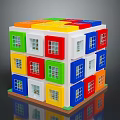 Colorful Multi Layer Building Blocks With Windows For Children's Play 3d model