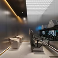Modern Gaming Cafe Interior With Ergonomic Chairs High Performance PCs And RGB Lighting