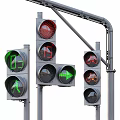 Traffic Signal Outdoor Light Featuring Red Green Yellow Lights and Pedestrian Bicycle Symbols
