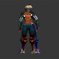 Game And Movie Character With Colorful Outfits Helmet Futuristic Design And Glowing Sneakers