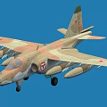 Military Fighter Jet With Camouflage Paint Red Star Insignia And Weapon Mounts Against Blue Sky