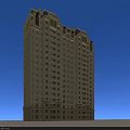 European Style High Rise Residential Building With Decorative Exterior Windows And Top Details