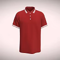 Red Short Sleeve Polo Shirt With White Collar Cuff Trim And Buttons
