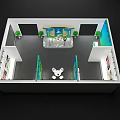 Ruijiu Meixi Wine City Exhibition Booth With Blue Green Backdrop And Green Plants