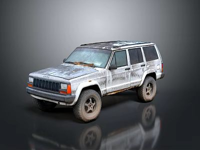 Vintage Muddy SUV With Dirty Exterior And Off Road Tires Design 3d model