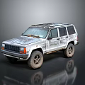 Vintage Muddy SUV With Dirty Exterior And Off Road Tires Design