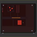 Black Frame Electronic Device With Red Transparent Panel Metal Screws Red Patterns And Orange Strip