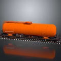 Large Orange Industrial Tank Car on Railroad Track for Freight Transport