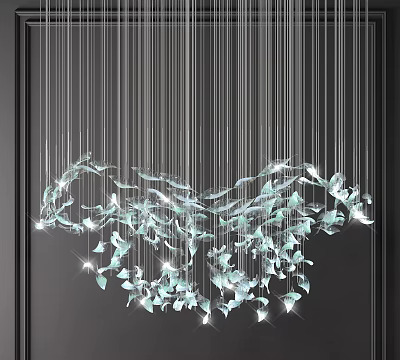 Modern Hanging Crystal Chandelier With Transparent Crystal Pendants And Sparkling Light Design 3d model