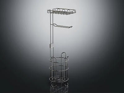 Metal Clothes Hanger with Multiple Layers Hooks and Circular Storage Sections Modern Minimalist Design 3d model