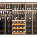 Modern Wine Cabinet With Multiple Shelves For Wine Bottles And Hanging Glasses