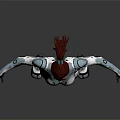 Futuristic Female Sci Fi Character With Blue White Cybernetic Suit And Red Hair 3D Render