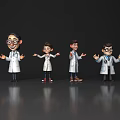Four Cartoon Doctor Characters in White Coats with Open Arms