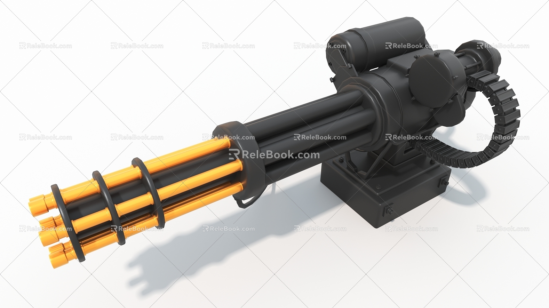 Gatling industrial machine gun cylinder hard surface high-tech industrial parts 3d model