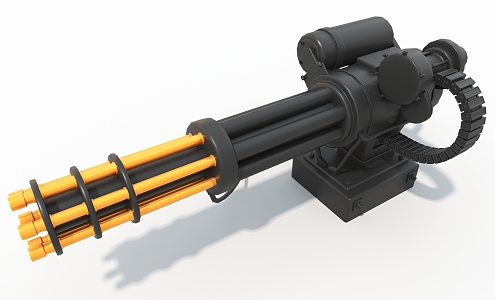 Gatling industrial machine gun cylinder hard surface high-tech industrial parts 3d model