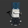 Small Internal Combustion Engine With Blue Cooling Fins And Silver Metal Cylinder Structure