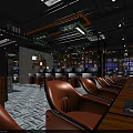 Modern Internet Cafe With Comfortable Leather Chairs And High Performance Computers 3d model
