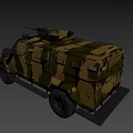 Armored Functional Vehicle With Military Camouflage Design And Roof Mounted Weapon System
