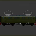 Vintage Green Locomotive With White Roof Dual Pantographs Windows And Red Base