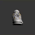 Modern Fashionable Gray Sneakers With Yellow Accents And Cushioned Sole