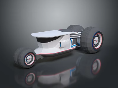 Modern White Car With Large Wheels Blue Accents Streamlined Body And Design 3d model
