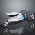 Modern White Car With Large Wheels Blue Accents Streamlined Body And Design