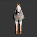 Low Poly White Goat with Orange Horns and Hooves 3D Model in Minimalist Design