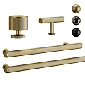 Elegant Brass Door Handles With Textured Cylindrical Bars And Black Spherical Knobs