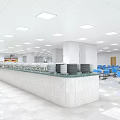 Commercial Kitchen Interior With Stainless Steel Worktables Shelves Windows And Ceiling Lights