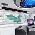 Modern Monitoring Room With Multiple Monitor Screens And Control Console Setup