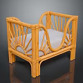 Rattan Furniture Chair With Intricate Rattan Structure Armrests And Light Colored Cushion