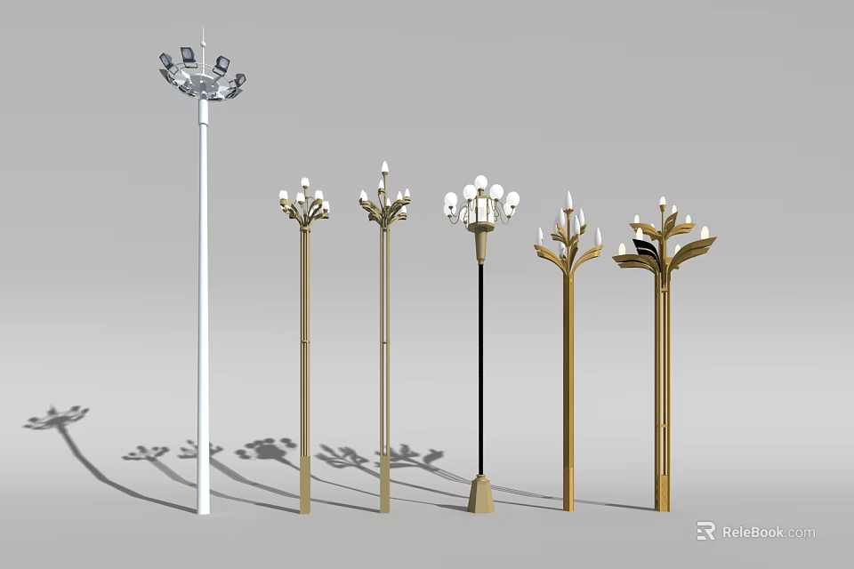 Modern Outdoor Lights With Multiple Decorative Pole Mounted Styles For Garden And Street 3d model 