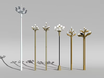 Modern Outdoor Lights With Multiple Decorative Pole Mounted Styles For Garden And Street 3d model