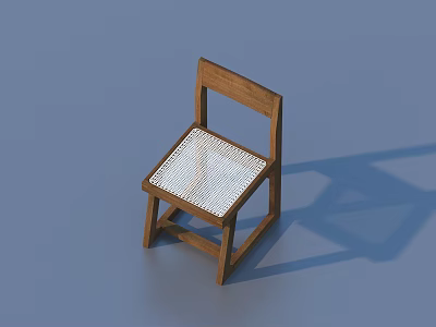 Wooden Single Chair With Woven Seat And Simple Design For Home Interior 3d model