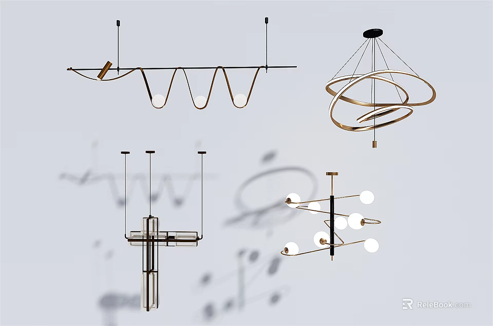 Modern Contemporary Chandeliers With Circular Linear And Geometric Designs For Ceiling Lighting 3d model