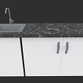 Modern White Kitchen Cabinet Set With Marble Countertop Sink And Faucet