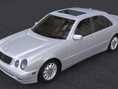 Silver Mercedes Sedan With Sunroof Sleek Body Design And Shiny Wheels 3d model