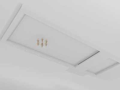 Modern White Ceiling Design With Elegant Chandelier And Recessed Panel Lighting Details 3d model