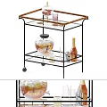 Commercial Serving Cart with Glass Shelves and Mobile Wheels for Drinks and Bar Accessories