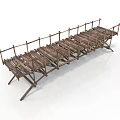 Rustic Wooden Bridge Structure With Planks And Support Beams Design 3d model