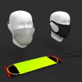 White Mannequin Heads Wearing Different Colored Face Masks And Straps