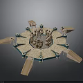 Ancient Ritual Circular Structure With Central Statue Group And Stepped Platforms