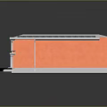 Cartoon Style Building Scene With Orange Exterior Walls White Decorative Windows And Front Steps
