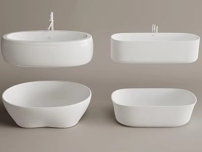 Various White Modern Bathtubs With Different Shapes And Contemporary Styles 3d model