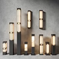Modern Minimalist Lighting Combinations Design Wall Mounted Floor Standing Fixtures Black Frame White Luminous Tubes
