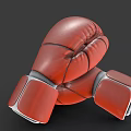 Red Leather Boxing Gloves With White Strap Closure And Training Gear Design 3d model